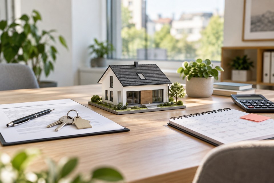 Hausmodell zwischen Verkaufsunterlagen und Mietplanung